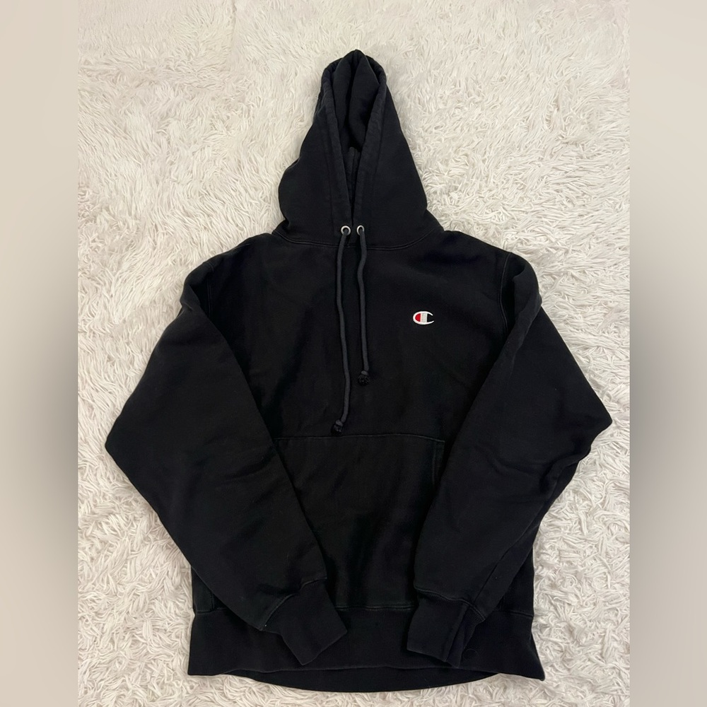 Men’s Champion Reverse Weave Black Hoodie Medium